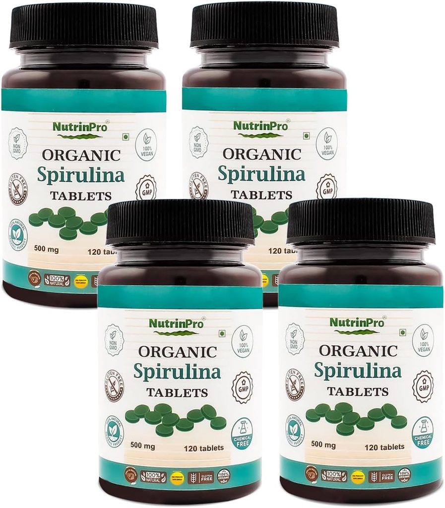 Tablas ecológicas de espirulina - 100% puro vegano, no GMO, sin gluten, libre de productos químicos