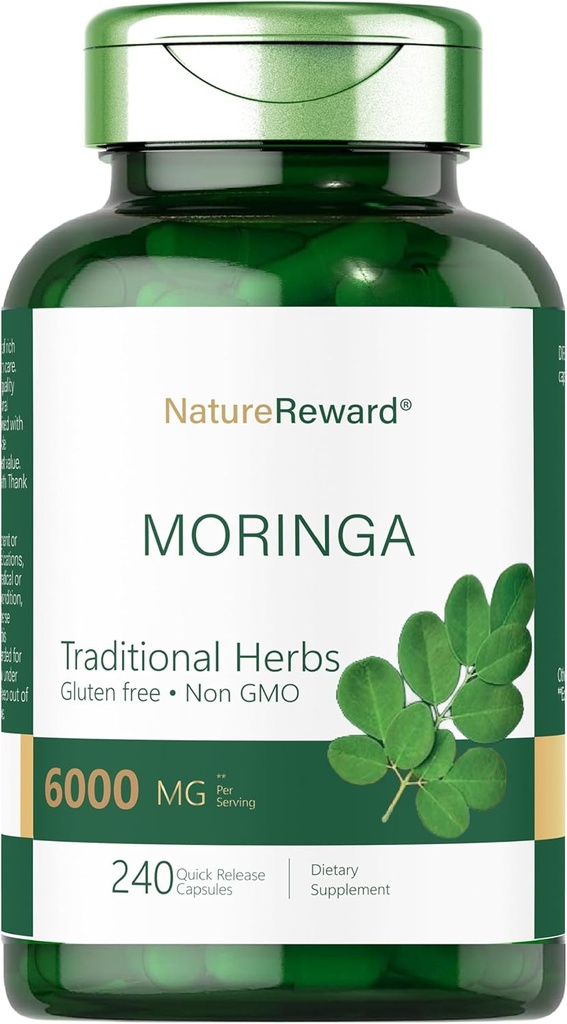 Moringa Oleifera  240 Capsules ← Non-GMO y Gluten Suplemento gratuito Silencio Superalimentos Verdes completos Silencio de Moringa Leaf Powder