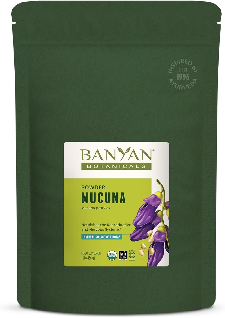 Banyan Botanicals Kapikacchu Powder, 1 libra - USDA Organic - Mucuna pruriens - Fuente natural de L-dopa *
