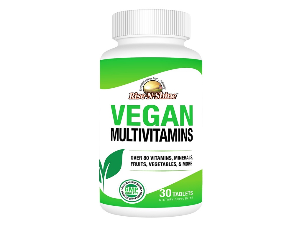 MultiVitaminas Veganas Rise-N-Shine MultiVitamin y MultiMineral para Hombres y Mujeres con Más de 80 Vitaminas, Minerales, Frutas, Verduras y Más 30 Cuentas