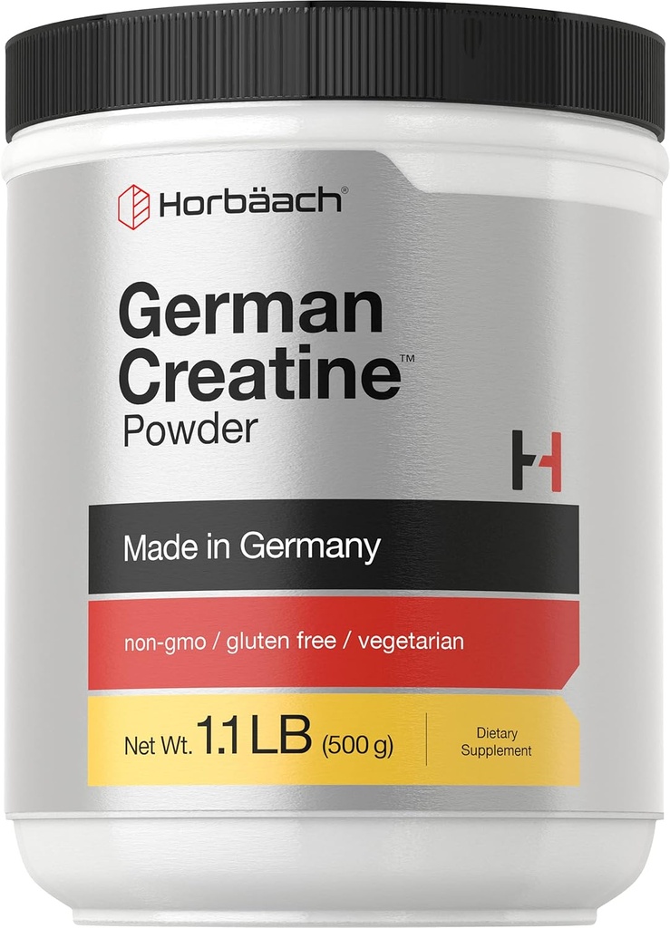 Horbäach German Creatine Powder 500g  Made in Germany with Creapure TEN Vegetarian, Non-GMO, and Gluten Free Dietary Supplement