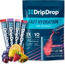 DripDrop Hydration Packets - Juicy Variety Pack - Single Serve Electrolytes Powder Drink Mix - Grape, Fruit Punch, Strawberry Lemonade, Cherry - Non-GMO, Gluten Free, Vegan - 16 Sticks