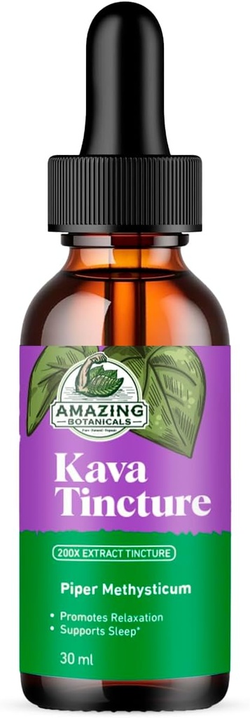 Kava Kava Tincture – Extracto herbal para la calma natural y la relajación – 70% Kavalactones Extracto Tintura de alta potencia – Suplemento líquido Premium – 30ml (1oz)