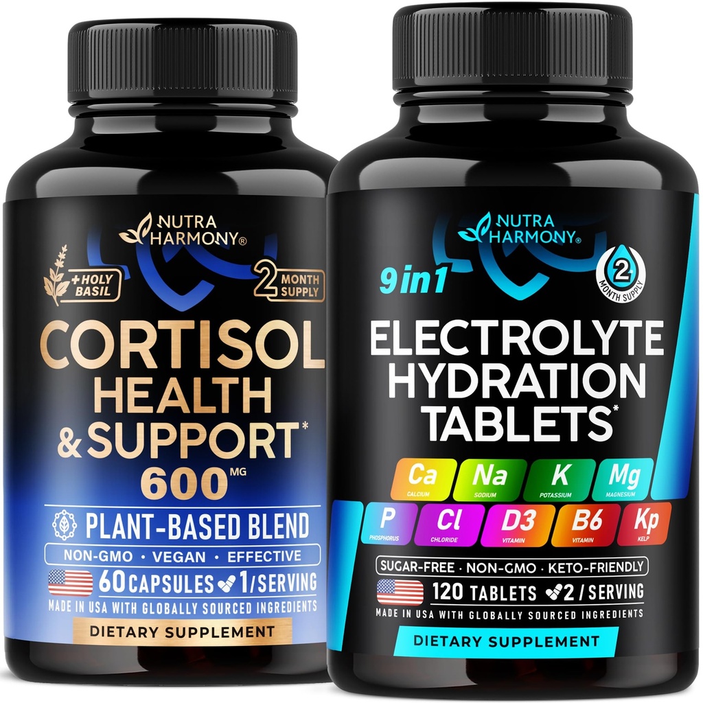 NUTRAHARMONY Cortisol Support Capsules & Electrolyte Tablets with Magnesium