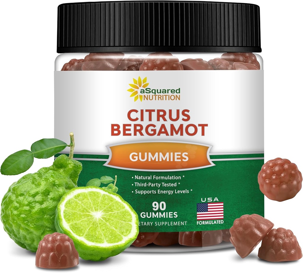 aSquared Nutrition Citrus Bergamot Gummies - Citrus Bergamot Extract Supplement 500mg Por Serving - Pure Gummy Alternative to Capsules & Pills