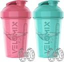 VELOMIX -2 Pack- 20 oz Protein Shaker Botellas para Protein Mixes - 2x Wire Whisk ← Leak Proof Shaker Cups for Protein Shakes and Pre Workout  Protein Shaker Bottle Pack (Pink/Turquoise)