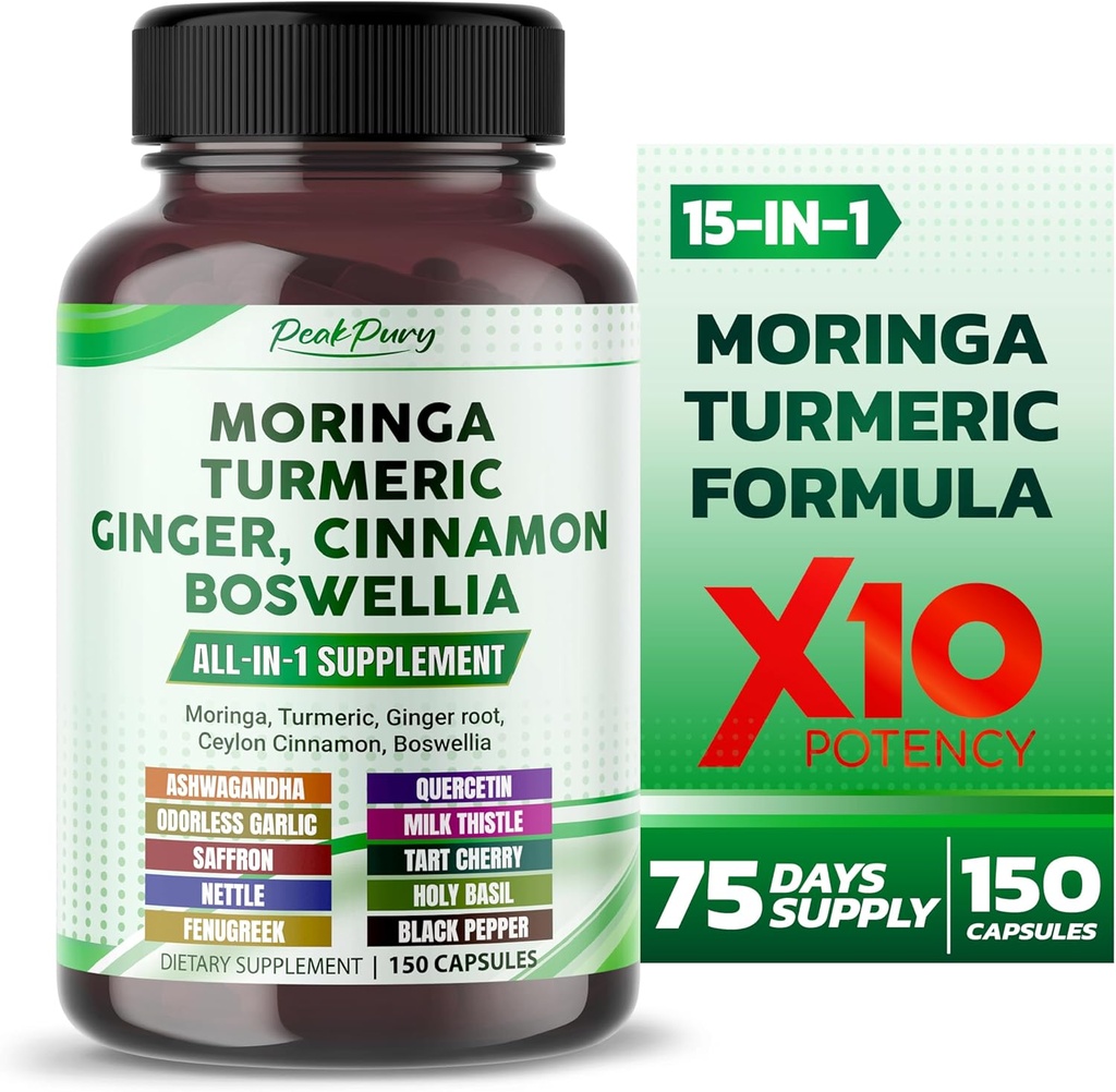 Moringa, Turmeric, Ginger Root, Ceylon Cinnamon, Boswellia - Made in USA