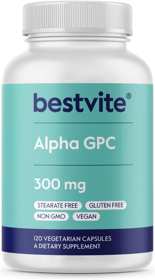 BestVITE Alpha GPC Choline 600mg Por Serving (120 cápsulas vegetarianas) - No Stearates - Vegan - No GMO - Gluten Gratis