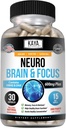 Kaya Naturals - Neuro Brain for Memory & Focus - Cápsula de energía nootrópica - Suplemento Nootropic Brain Support - Focus " Concentration " Learning Accuracy - Función cognitiva - 30 Conde
