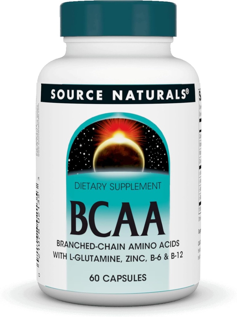 Fuente Naturales BCAA Aminoácidos de Cadena Sustituida, proporciona soportes Los sistemas musculares del cuerpo* - 60 cápsulas