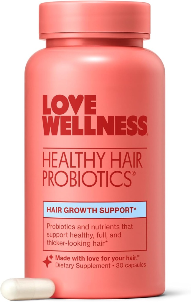 Love Wellness Healthy Hair Probiotics ← Apoyo Crecimiento del cabello con Biotina y Vitamina B12 & B6 tención Suplemento para el cuero cabelludo saludable " Thicker, Fuller Looking Hair TENSA " Efectivamente 30 cápsulas