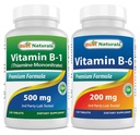 Mejores Naturales Vitamina B1 como Monotrato de Thiamine 500 mg &amp; Vitamina b6 200 mg