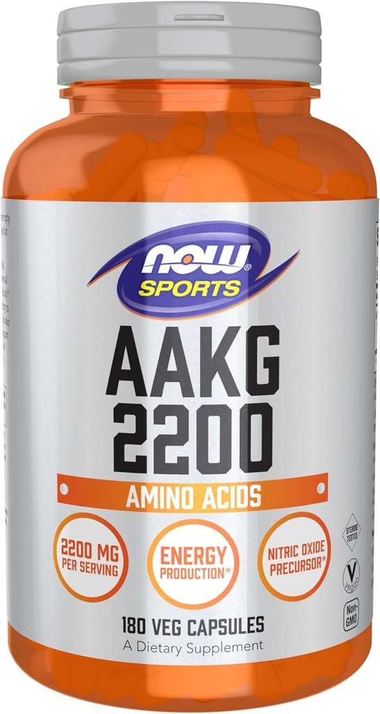 AHORA Deportes AAKG 2200, Arginina, Producción Energética, 180 Veg Capsules