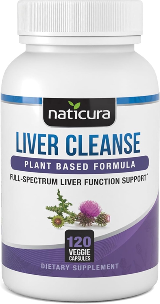Liver Cleanse Plant-Based Formula - Suplemento Vegano de Full-Spectrum con Leche Esteto, Vitamina C y Zinc para la Función del Hígado y Soporte Inmunitario - 120 Capsules - No Filleres o GMO