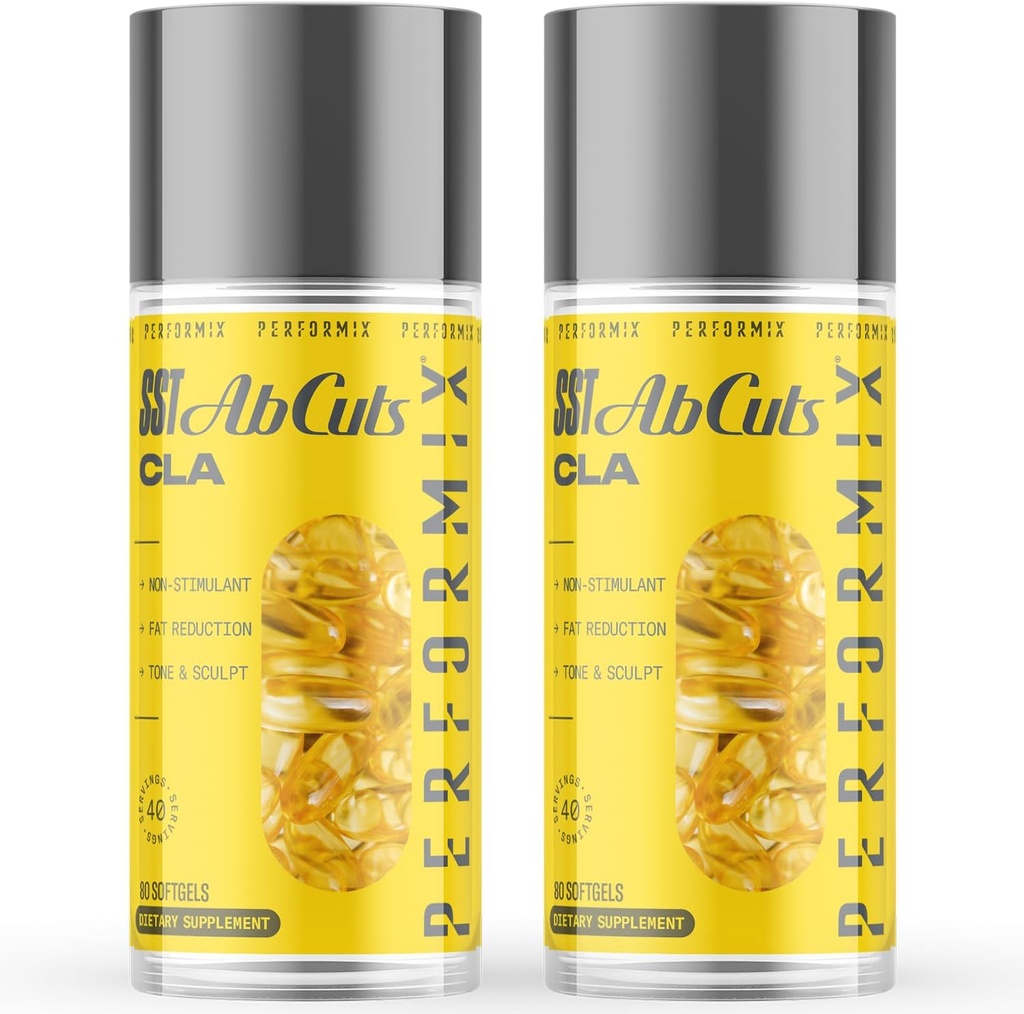 [BRSWYAIBABYBA3YZ] PERFORMIX - SST AbCuts - CLA 1,000 mg - Stim Gratis - Thermogenic - Fitness Goals - Metabolism Booster - Salud y Bienestar - Safflower Oil, Omega 3, Flax Seed & Vitamin E - Pre Workout - 160 Softgels