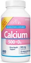 Vitaminas del siglo 21 Calcio 500 más cápsulas D adicionales, 400 condes