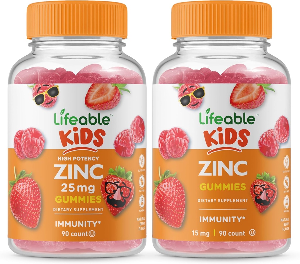 [BRSRMYIYDEPGG2D2] Zinc 24 mg niños + Zinc Niños, Gluten Free, GMO Gratis, Chewable Gummy