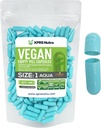 XPRS Nutra Size 1 Empty Capsules - 100 Count Empty Vegan Capsules - Vegetarian Pills - DIY Vegetal Capsule Filling- Veggie Pill Caps for Do-It-youself Supplements (Aqua)