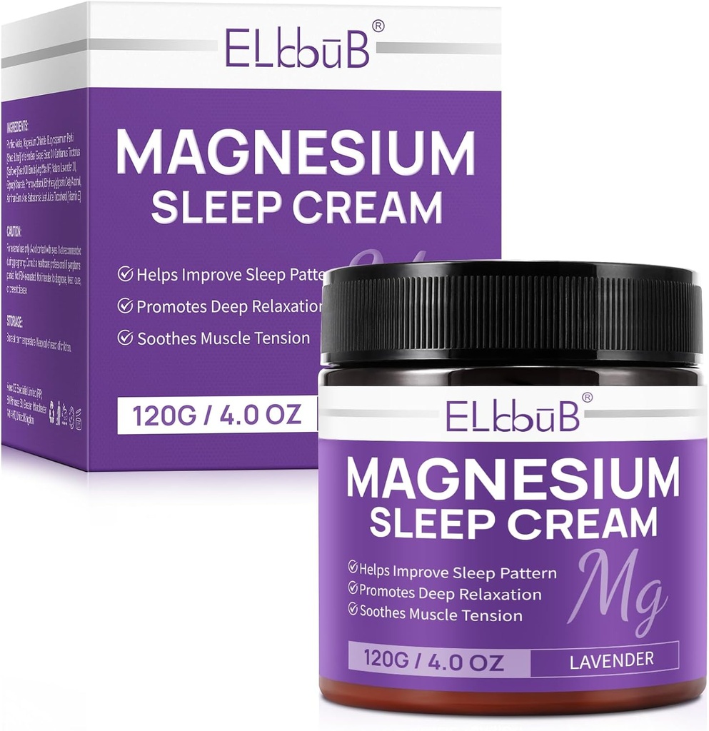 Crema de magnesio para el sueño - Enriquecida con aceite de almendra, lavanda y vitamina E para la relajación profunda - Loción de magnesio natural para el nourishment de la piel y la absorción rápida - Lavender
