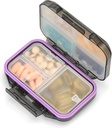 Pill Organizer Caja de Pilla de viaje impermeable Medicamento Case Container Supplement and Vitamin Holder Pocket Pharmacy Portable Pill Storage with 7 Compartments for Purse (Black)