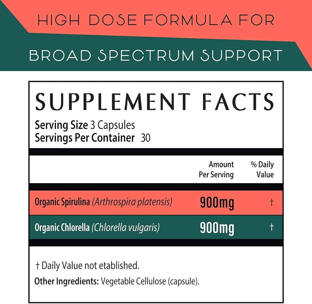 Spirulina Chlorella Capsules y Barley Grass Juice Powder Bundle