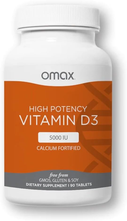 Omax3 Vitamina D3 5000 UI + Calcio, Suministro de 90 Días, Huesos Fuertes, Músculos & Conjuntos, Salud del Corazón, Inmunidad, No GMO, No Gluten, No Soy (Nuevo Embalaje) - 90 Tabletas (90)