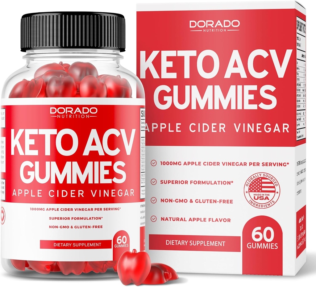 Keto ACV Gummies Advanced Weight Pérdida (1000mg) Keto Gummies - ACV de grasa para pérdida de peso y grasa de vientre - Delicious Apple Flavor - Non-GMO, Vegan, Tercera Parte testado - USA made - (60 Conde)