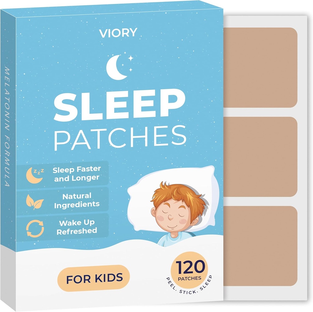 VIORY 120 Patches de sueño para niños fuerza extra - Actuación rápida, 100% ingredientes naturales, piel amigable y fácil de aplicar Pegatinas para niños