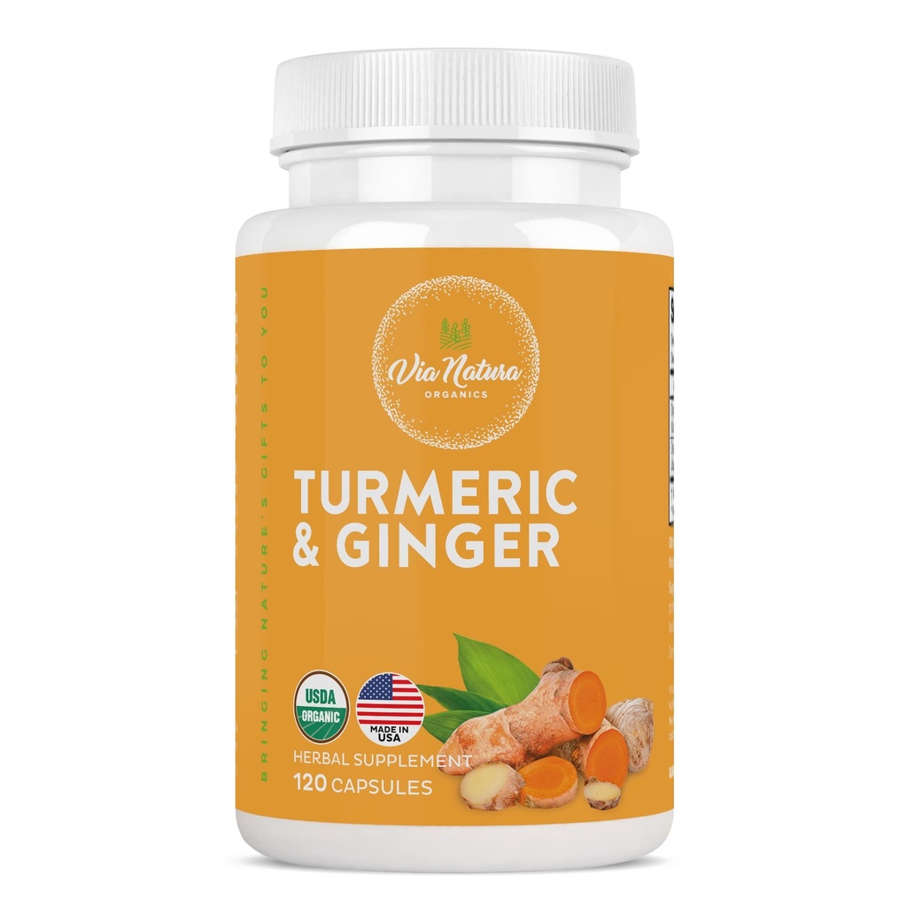 Turmeric " Ginger Capsules 1000mg Silencio Orgánica Suplemento Herbal tención 120 Capsules