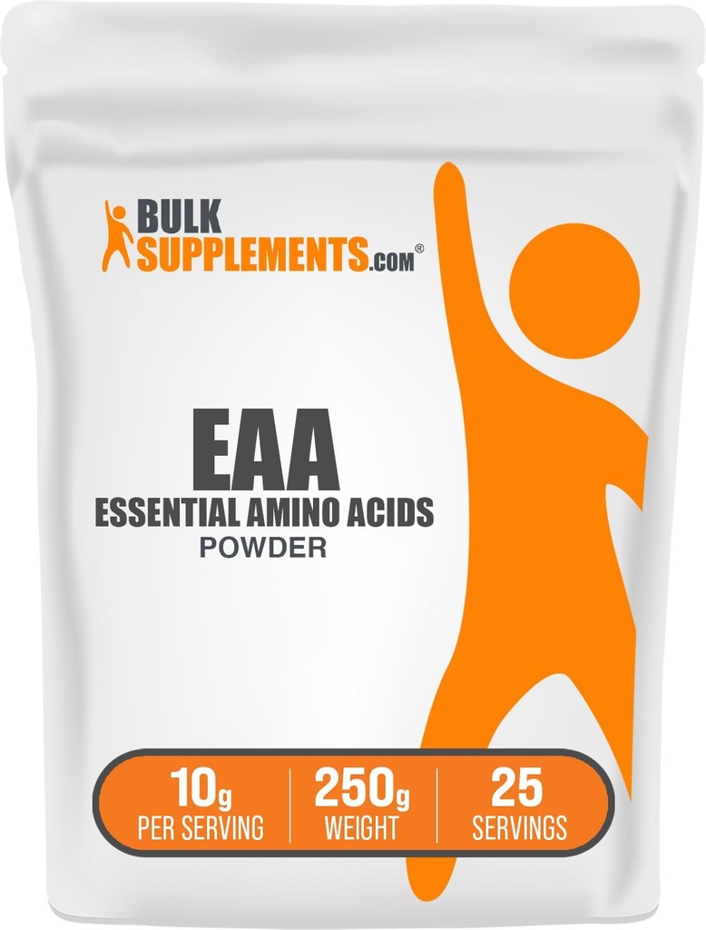 BulkSupplements.com Aminoácidos esenciales Polvo - Suplemento Aminoácidos Esenciales, Pólvora EAA - Sin sabor, 10g por Ser, 250g (8.8 oz) (Pack of 1)
