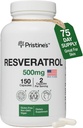 Resveratrol de PRISTINE 500MG 75 Day Supply Antioxidant & Heart Health Supplement Capsules - Brain & Lung Health Benefits