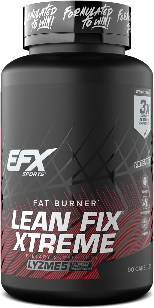 [BRSROFD3C4BG2H37] EFX Sports Lean Fix Xtreme ¦ Weight Loss Suplemento ← Multi-Patented, Fat Burning Fórmula Silencio Funciona gracias a Lyzme 5 Silencio 30 Serviciones, 90 cápsulas