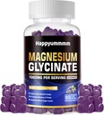 Magnesio Glycinate Gummies 1000mg - Suplemento de Potasio de Magnesio Libre de Azúcar con Vitamina D, B6, CoQ10 para calma Mood & Sleep Support - 60 Blueberry Gummies