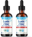 LIQUIDHEALTH USDA Orgánica Ionic Zinc High Potency Drops - Trace Mineral Liquid Vitamin Supplement for Adults, Kids - Immune & Digestive Support, Skin & Wound Health - USA Made, Vegan, Non-GMO (2 Pack)