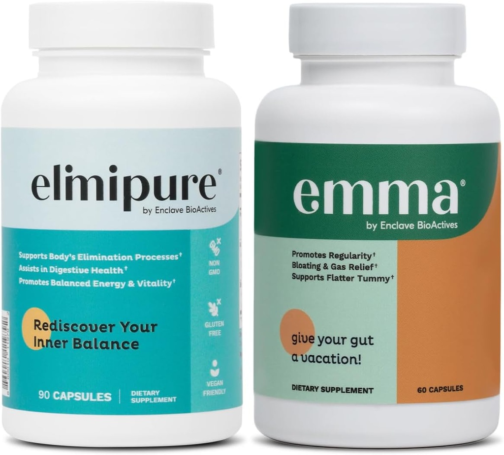 Emma Gut Health " Elimipure Cleanse Bundle – Full Digestive Detox Bundle for Bloating, Metabolism, and Microbiome Support ¦ Leaky Gut Repair, Colon Cleanse & IBS Relief