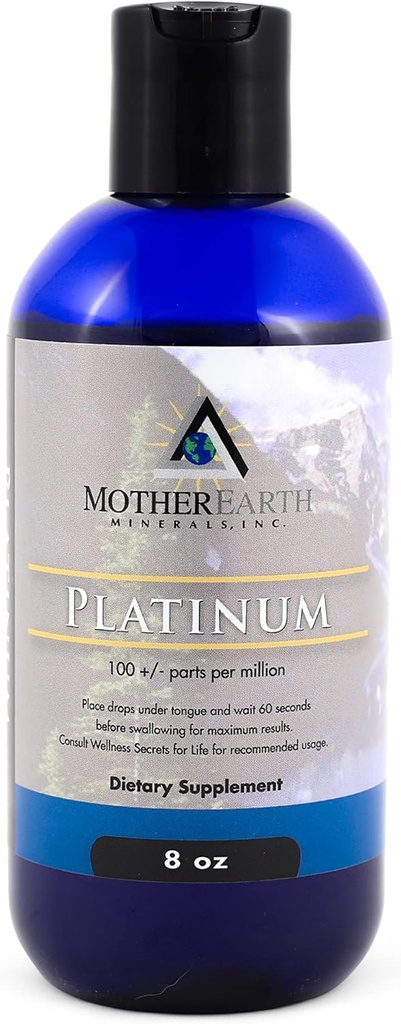 Madre Tierra Minerales - Platino - Vital para la longevidad celular " Vitalidad, Energizar la célula humana - 8 onzas 96 Servimientos