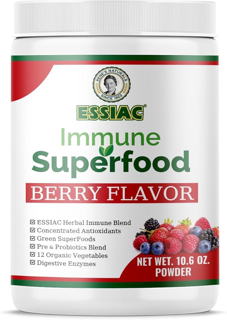 Essiac SuperFood for Immune Support 10.6 oz TEN 12 Ecológicos Verdes, Antioxidantes concentrados, Pre y Probióticos TEN Vegan, Dairy Free, Gluten Free Tortura Non-GMO, No Añadido Sugar