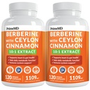 21-in-1 Suplemento de bereberina con canela de Ceylán con cromo, melón de bitter y té verde y extracto de pimiento negro 5X para energía y metabolismo Apoyo con 5279 mg (120 ct, paquete de 2)
