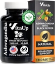 Ashwagandha Capsules 1310mg con Black Pepper - USA Made Ashwagandha Suplementos de Apoyo a la Relajación, Función Cognitiva Normal " Niveles de Energía Equilibrados – 60 Caps