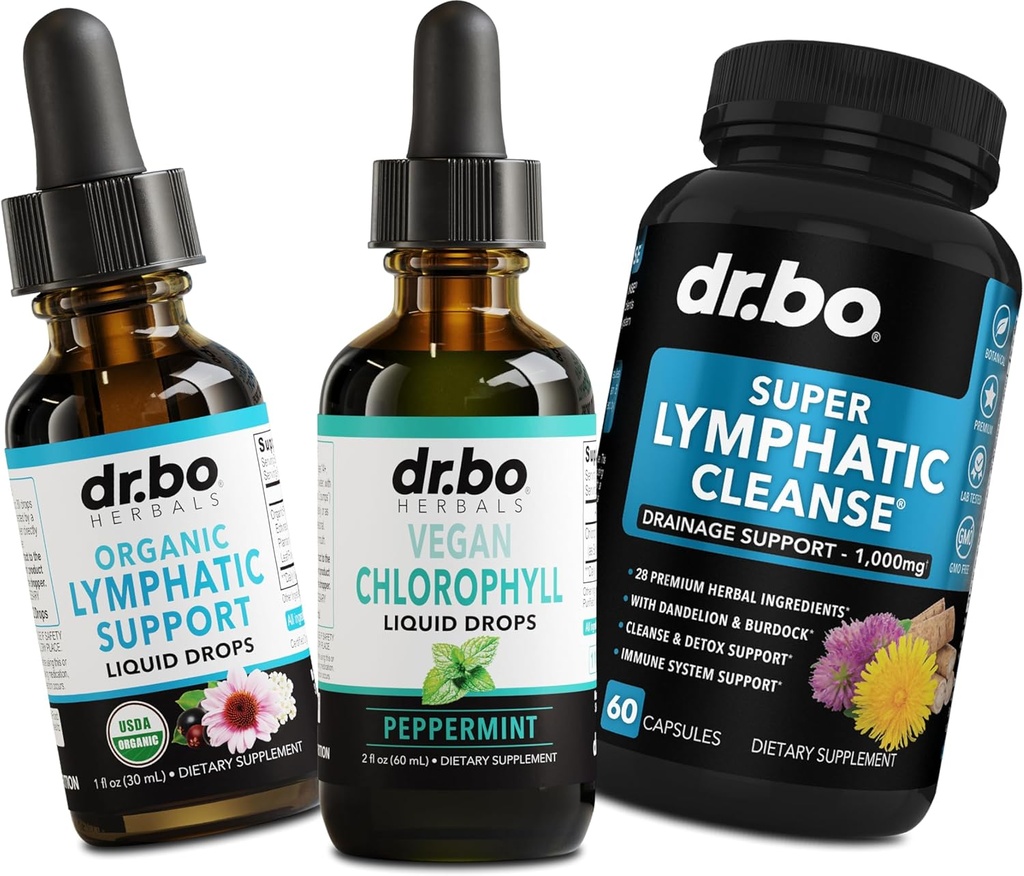 Chlorophyll Liquid Drops Body Detox " Lymphatic Píldoras de drenaje - Clorofila Vegan Suplemento de limpieza Desodorante interno - Apoyo linfático orgánico Liquid Drops Limph Node Drainage