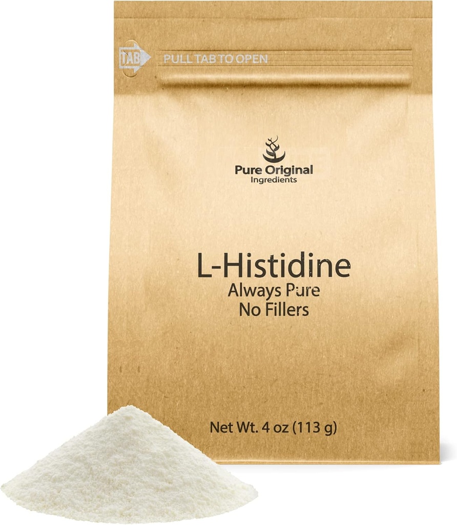 PURE ORIGINAL INGREDIENTES L-Histidina Powder 4 oz, Suplemento Aminoácidos, No Aditivos, Siempre Puro
