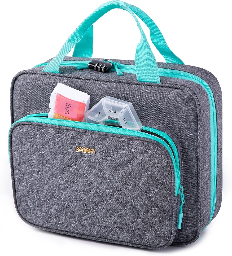 BAGSFY Bolsa de Medicina para Viajar, Almacenamiento de Organizador de Botellas de Píldoras, Caso de Viaje de Medicamentos Grandes, Caja de Píldoras para Vitamina, Bolsas de Kit de Primera Ayuda Vacío.