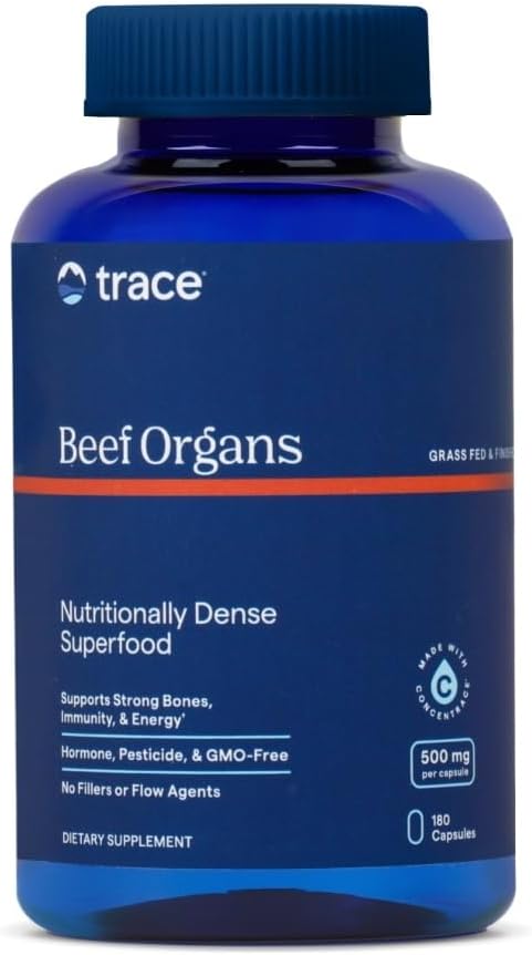 Trace Minerals Órganos de carne - Beef Organ Supplement for Daily Wellness - Immune System, Heart, Energy, Hair, Skin & Bone Health - Natural Superfood - Keto & Paleo-Friendly - 180 Count (30 Servings)