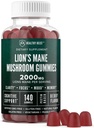 Lions Mane Mushroom Gummies for Adults, 140 Conde Bulk Lion's Mane Chewables, High Potency 10:1 El Extracto Orgánico asciende a 2000mg, Suplemento apoya la Claridad Mental, Focus, Mood y Brain Fog