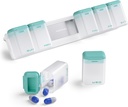 Organizador semanal de píldoras Magnético, Removible caja de píldoras 7 Día 1 Tiempo a día, Gran caso de píldora Viaje, Semana Una vez dispensador diario de medicamentos, Contenedor de medicina para suplemento Vitamina, Cyan