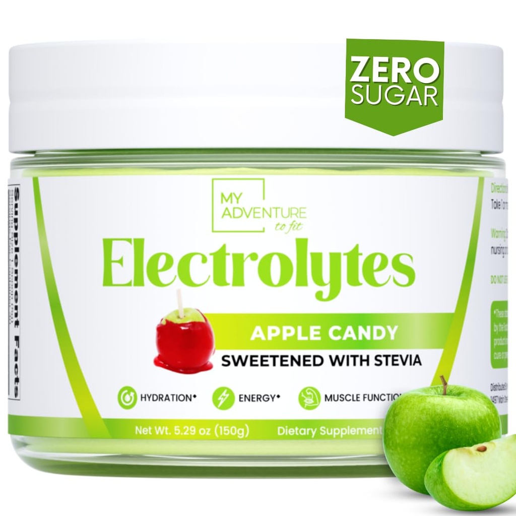Zero Sugar - Apple Candy Electrolytes Powder - Refreshing Hydration - Caffeine Free Energy with All Natural Ingredients - Vegan, Keto y Paleo - Sugar Free Electrolytes Drink Mix - with 30 Servings
