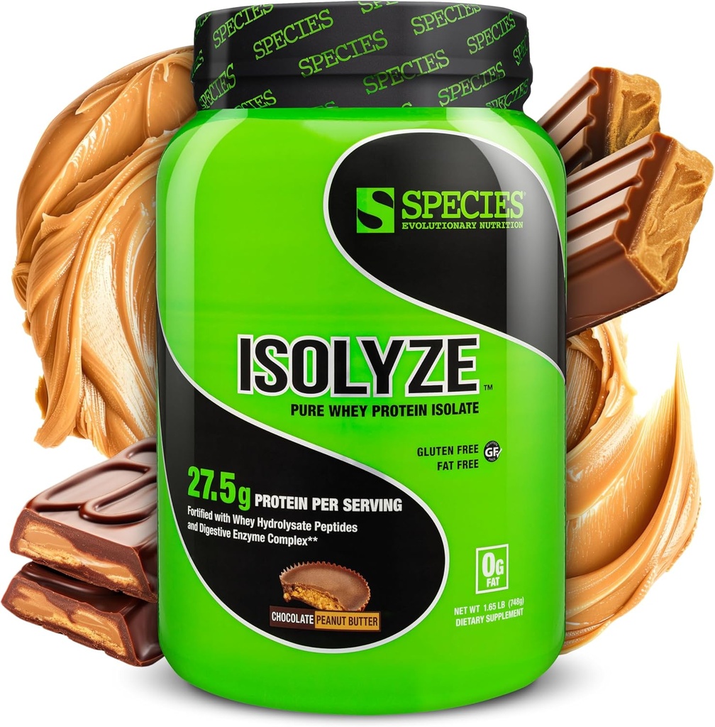 Especies Nutrición Whey Protein Powder, 100% Whey Isolate for Muscle Building, 27.5g Protein Por Scoop, No Sugar & Low Fat (Chocolate Peanut Butter, 22 Servings)