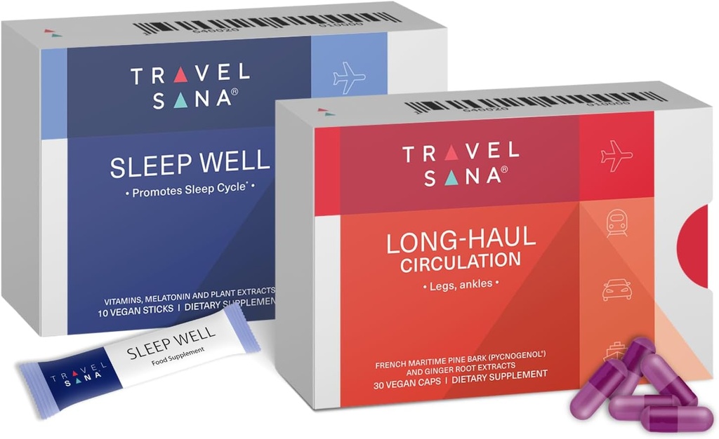 Circulación de larga distancia (30 cápsulas veganos) + Sleep Well (10 palitos)