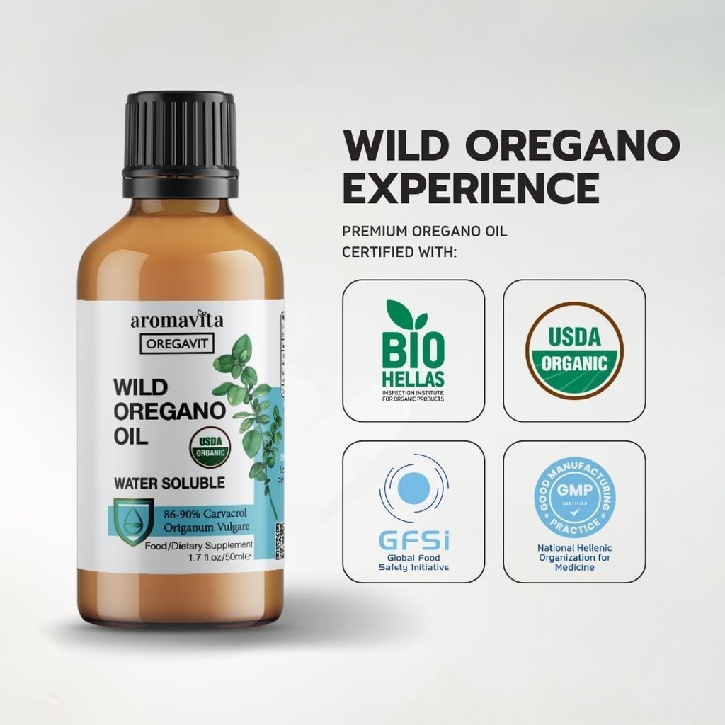Agua Soluble Óleo de orégano silvestre gotas líquidas orgánicas - Óleo de orégano para gomas saludables y gargantas delgadas, soporte digestivo e inmunitario, salud respiratoria