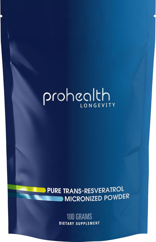 ProHealth Longevity Bulk Trans Resveratrol Powder 100 Grams - Pure Pharmaceutical Grade, 1000 mg por Scoop, Absorción Superior y Biodisponibilidad